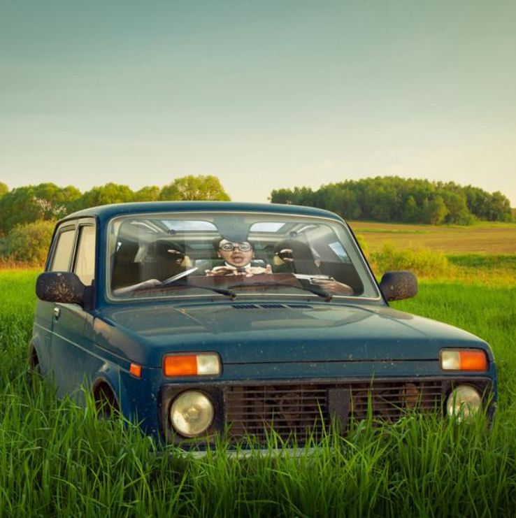 Lustiger Auto-Sonnenschutz